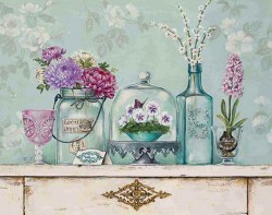 Постер в стиле Прованс: Цветы в стеклянной посуде